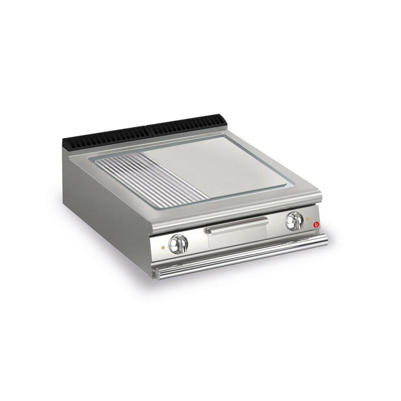 Plancha électrique - Plaque chrome dur - 1/3 Rainurée - Largeur 800 mm - Gamme QUEEN 900 - Baron