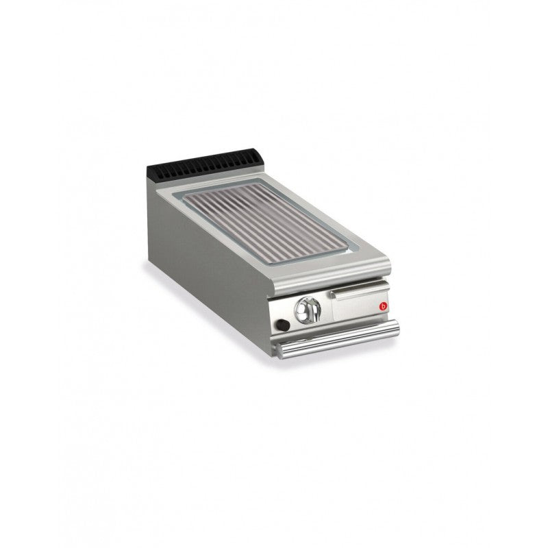 Plancha gaz - Plaque chrome dur rainurée - Largeur 400 mm - Gamme QUEEN 900 - Puissance totale absorbée 7 KW - Baron