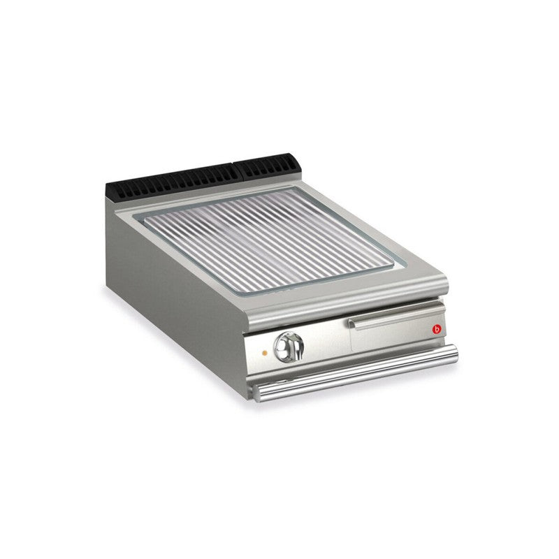 Plancha gaz - Plaque chrome dur rainurée - Largeur 600 mm - Gamme QUEEN 900 - Baron
