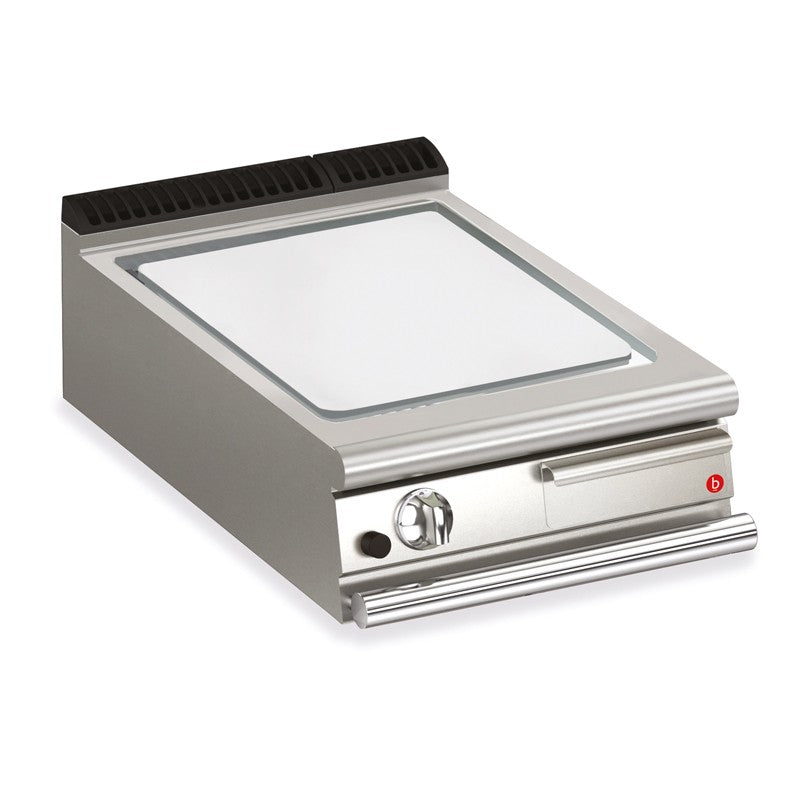 Plancha lisse gaz avec revêtement chrome brossé - 505 x 490 mm - Gamme QUEEN 700 - Baron