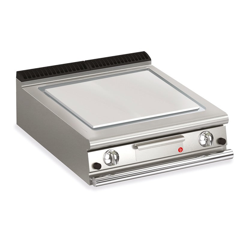 Plancha lisse gaz avec revêtement chrome brossé - 705 x 490 mm - Gamme QUEEN 700 - Baron