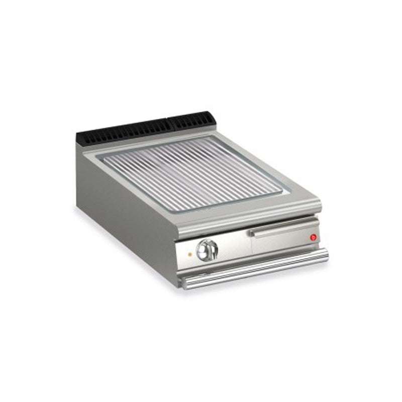 Plancha rainurée électrique avec revêtement chrome brossé - 505 x 660 mm - Gamme QUEEN 900 - Baron
