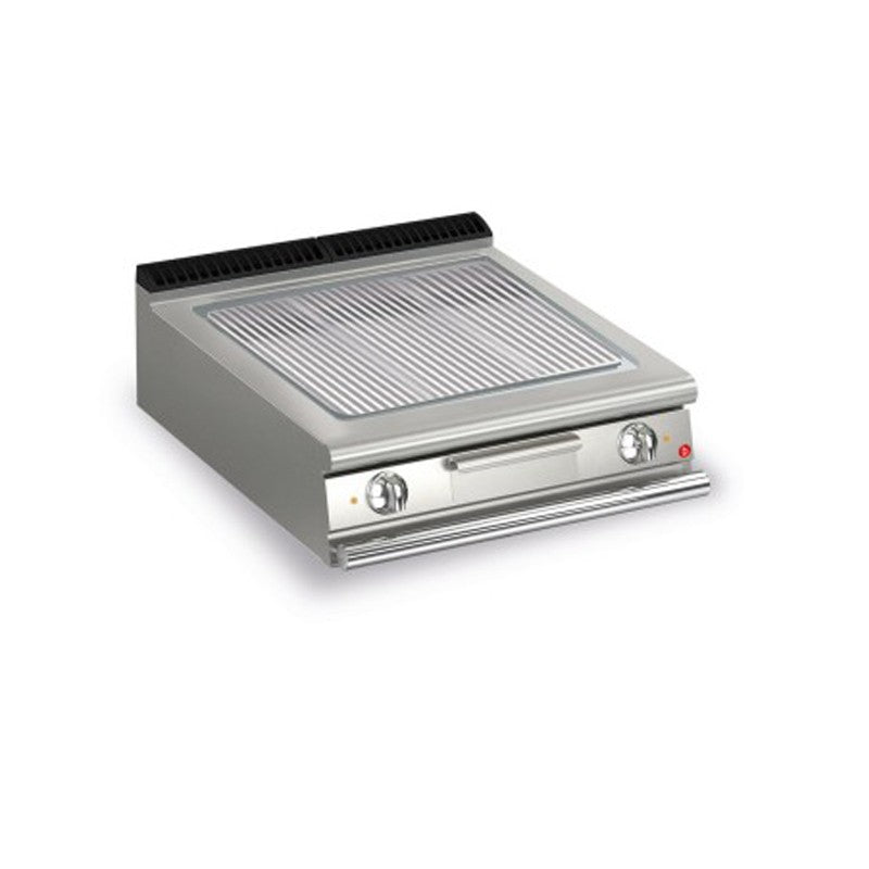 Plancha rainurée électrique avec revêtement chrome brossé - 705 x 660 mm - Gamme QUEEN 900 - Baron