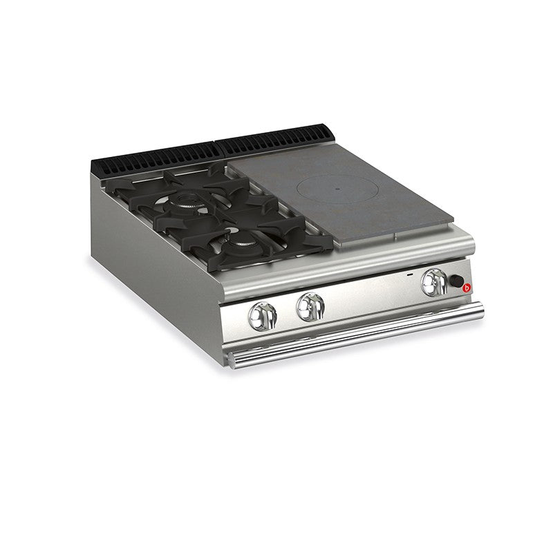 Plaque de cuisson - Top 2 feux vifs gaz + 1/2 plaque coup de feu - Gamme Queen 900 - Nosem