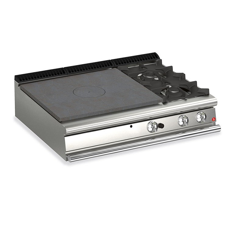 Plaque de cuisson - Top 2 feux vifs gaz + Plaque coup de feu - Gamme QUEEN 700 - 70QTPG121DX - Baron