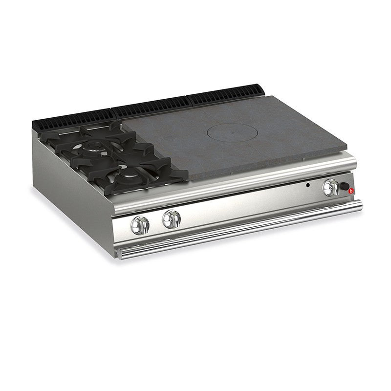 Plaque de cuisson - Top 2 feux vifs gaz + plaque voup de feu - Gamme Queen 900 - 90QTPG121SX - Nosem