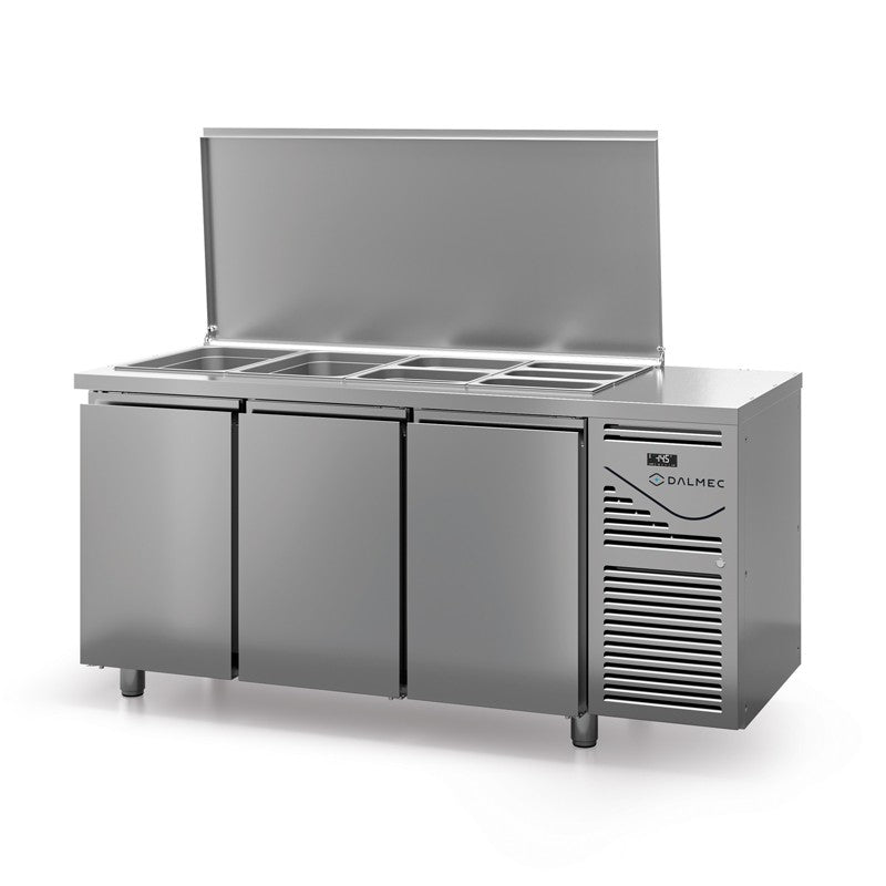 Saladette avec couvercle - Prof. 700 - GN 1/1 - Sans groupe - 3 portes - Dalmec