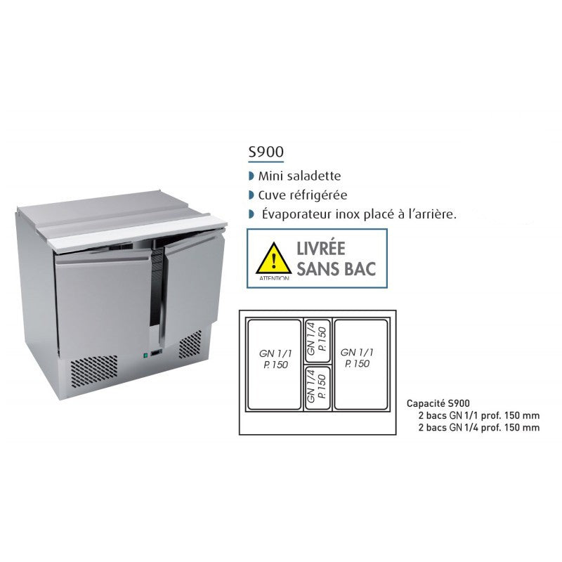 Saladette réfrigérée positive 257 L - 2 portes - Avec groupe logé - Nosem