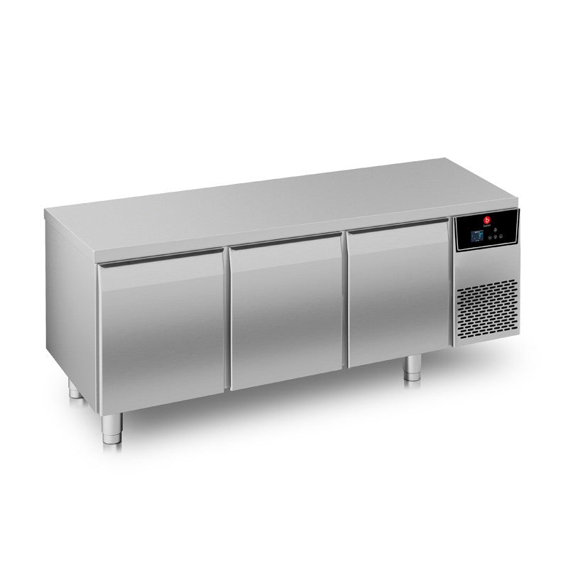 Soubassement réfrigéré négatif GN 1/1 avec dessus - Avec groupe - 3 portes - 220 L - Baron