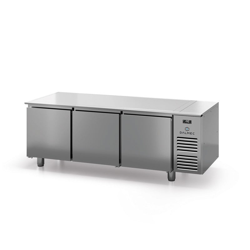 Soubassement réfrigéré négatif - PROF. 650 - GN 1/1 - Hauteur 590/640 MM - 3 Portes pleines - Dalmec