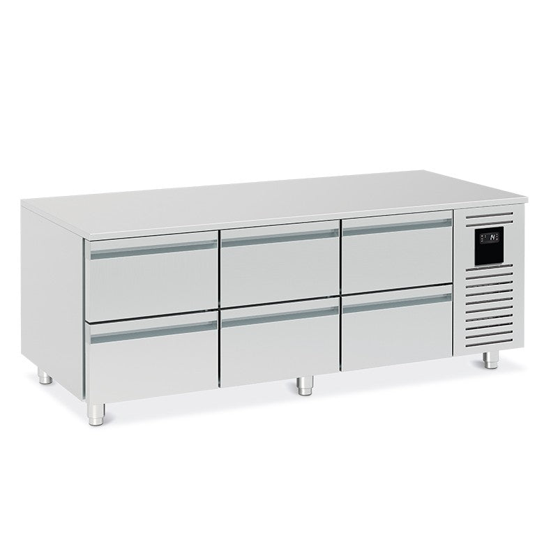 Soubassement réfrigéré positif avec 6 demi-tiroirs - 150 L - Nosem