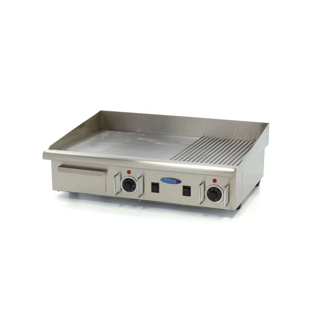 Plancha - demi-rainuré - 73 cm - incl plateau d'égouttement - 400V