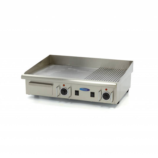 Plancha - demi-rainuré - 73 cm - incl plateau d'égouttement - 400V