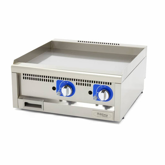 Gril de qualité commerciale - lisse - unité double - profondeur 60 cm - gaz