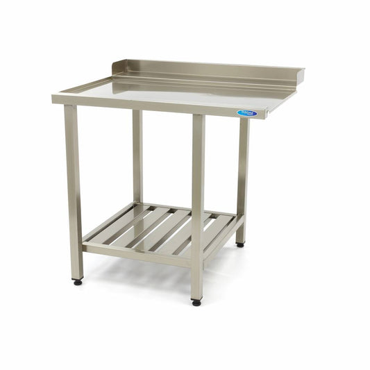 Table de sortie lave-vaisselle 90 x 75 cm - gauche - dosseret + étagère - inox