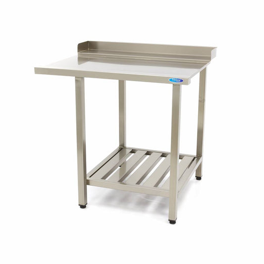 Table de sortie lave-vaisselle 120 x 75 cm - droite - dosseret + étagère - inox