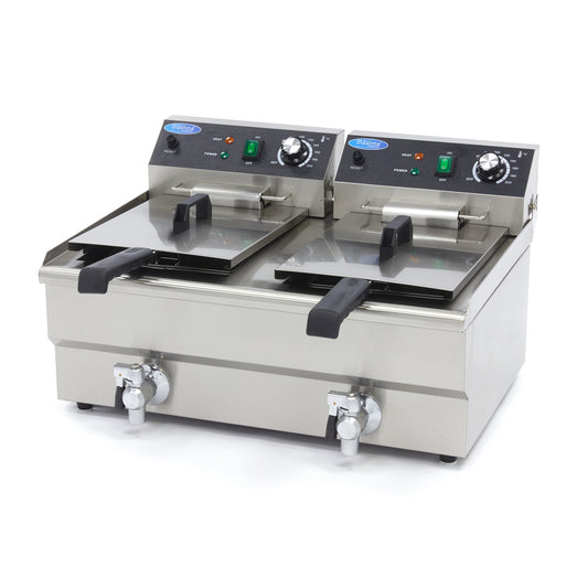 Friteuse électrique double - 2 x 13L avec robinet