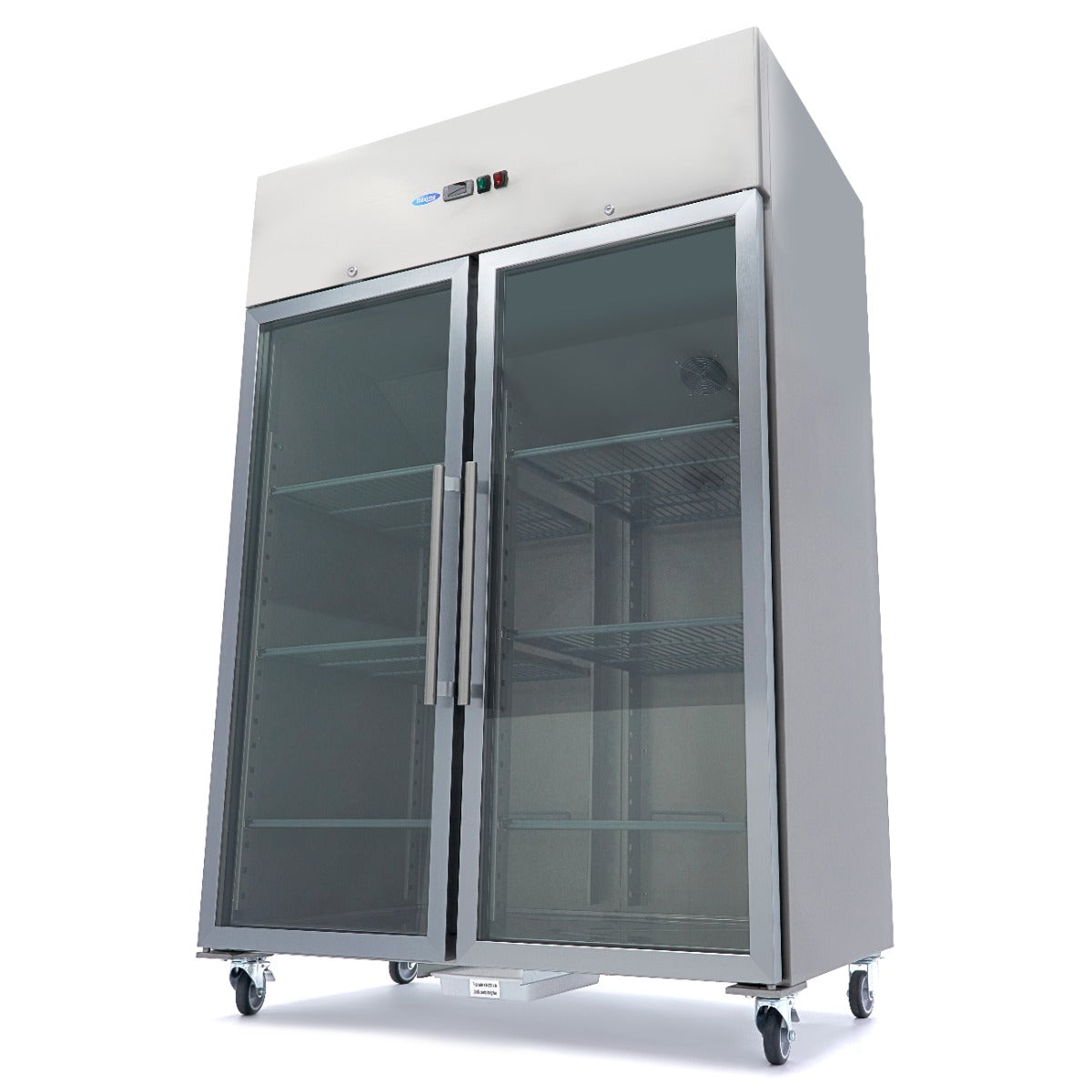Armoire négative - 1400 L - 6 étagères réglables (2/1 GN) - acier inoxydable - avec portes en verre