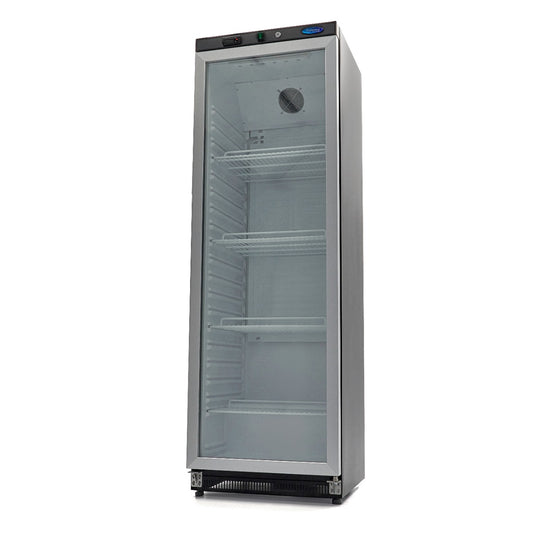 Réfrigérateur 400 L noir porte vitrée