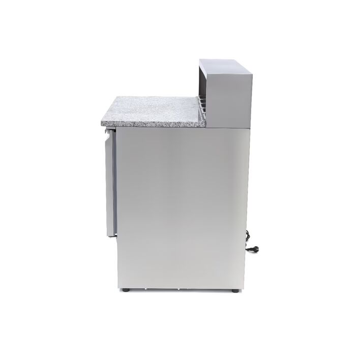 Table positive pour la préparation des pizzas - 90 cm - 2 portes - s'adapte à 5 x 1/6 GN - incl couvercle en acier inoxydable