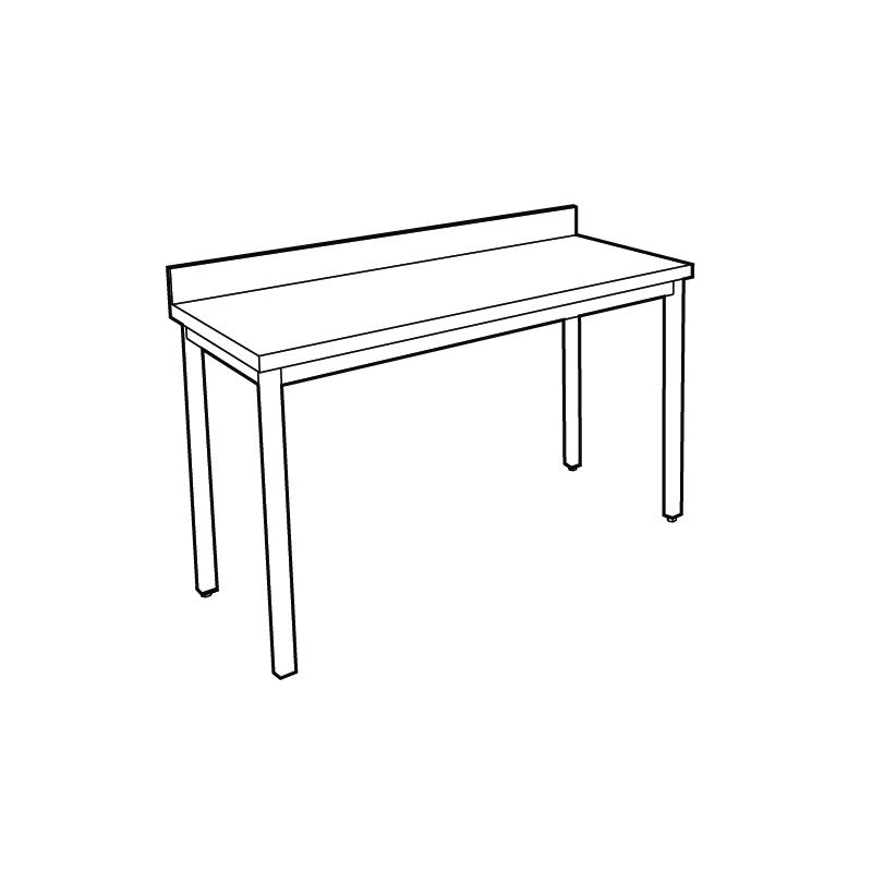 Table adossée inox profondeur 700 mm - Longueur 1800 mm - Sans étagère - Nosem