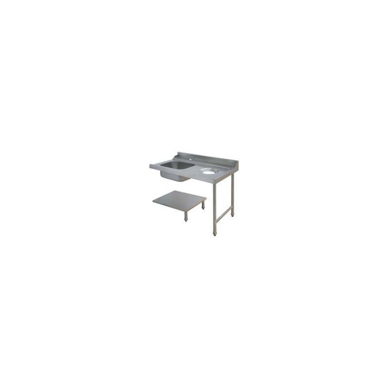 Table avec bac pour machines à capot panier 500 x 500 ou 600 x 500 - PAP712DVF - Nosem