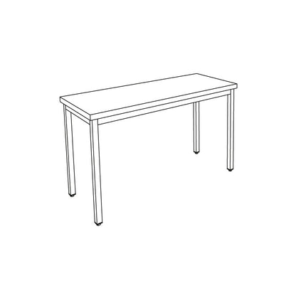 Table centrale inox profondeur 600 mm - Sans étagère - Longueur 2000 mm - Nosem