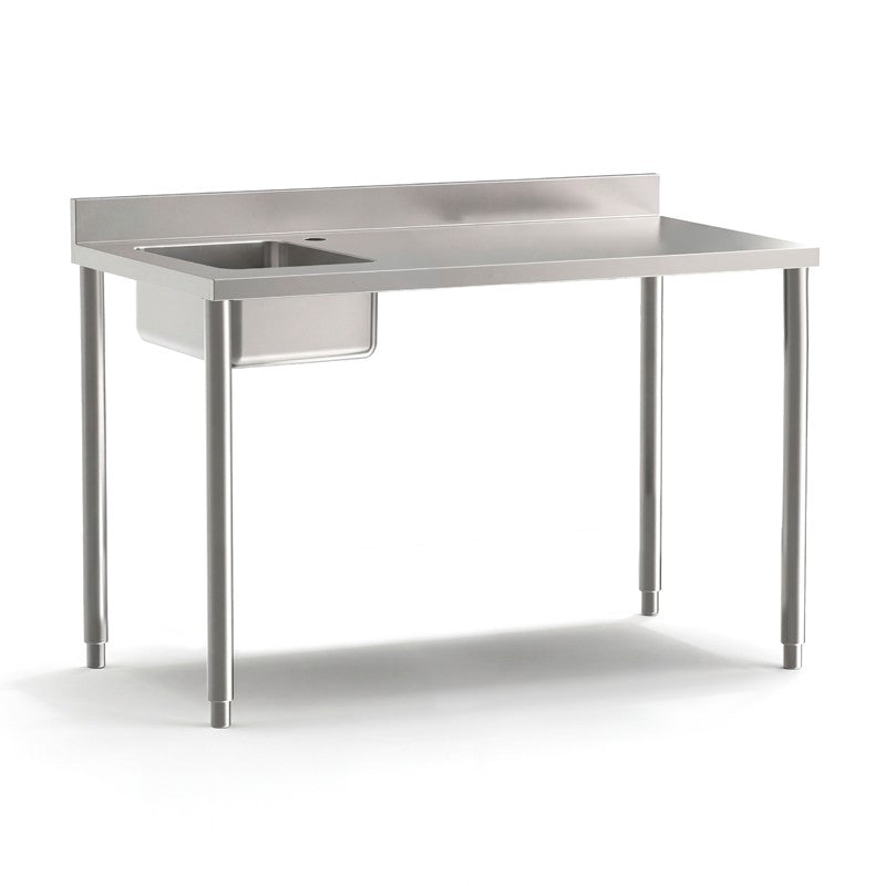 Table du chef adossée sans étagères PROF. 700 MM - LONG. 2000 MM - Bac à gauche - Nosem