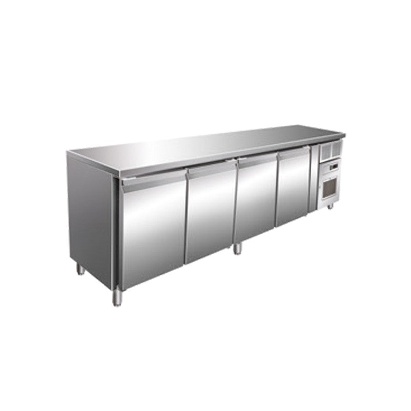 Table gastro -2/+8°C avec groupe logé - 616 L - 4 portes - Sans dosseret - Nosem