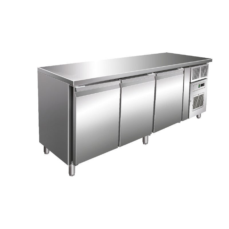 Table réfrigérée négative 464 L - GN 1/1 - 3 portes - Sans dosseret - Avec groupe logé - Nosem