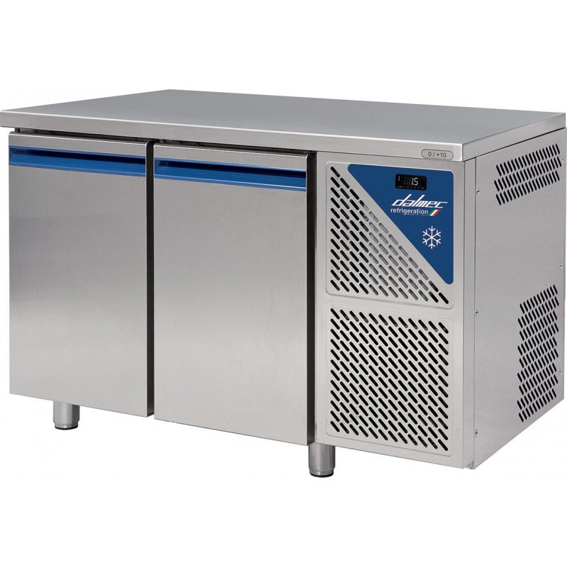 Table réfrigérée négative sans dosseret -18/-22°C - 396 L - 2 portes pleines - Avec groupe logé - Dalmec