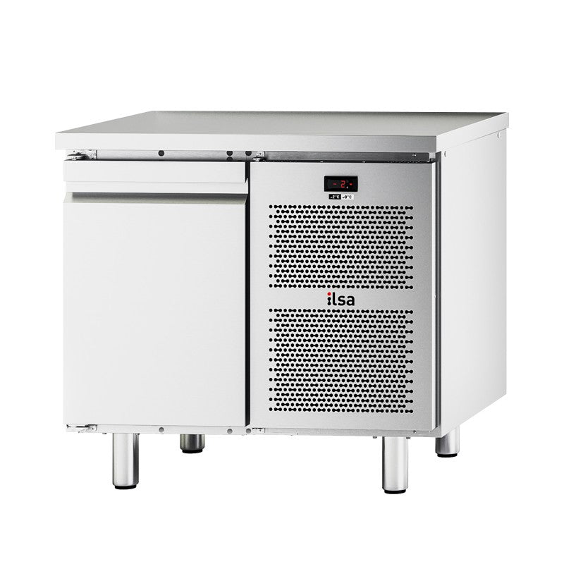 Table réfrigérée pâtissière négative -20/-10°C sans dosseret - 1 porte - Avec groupe - Prof. 800 - 130 L - TPP81N