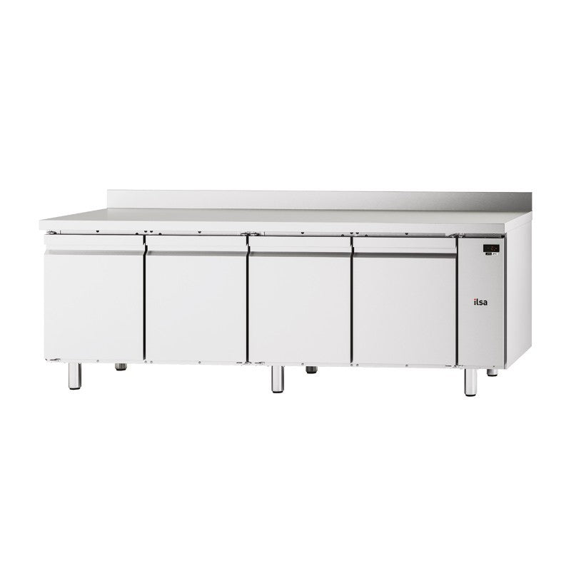 Table réfrigérée pâtissière positive -2/+8°C avec dosseret - 4 portes - Sans groupe - Prof. 800 - 620 L - TPA84PSG