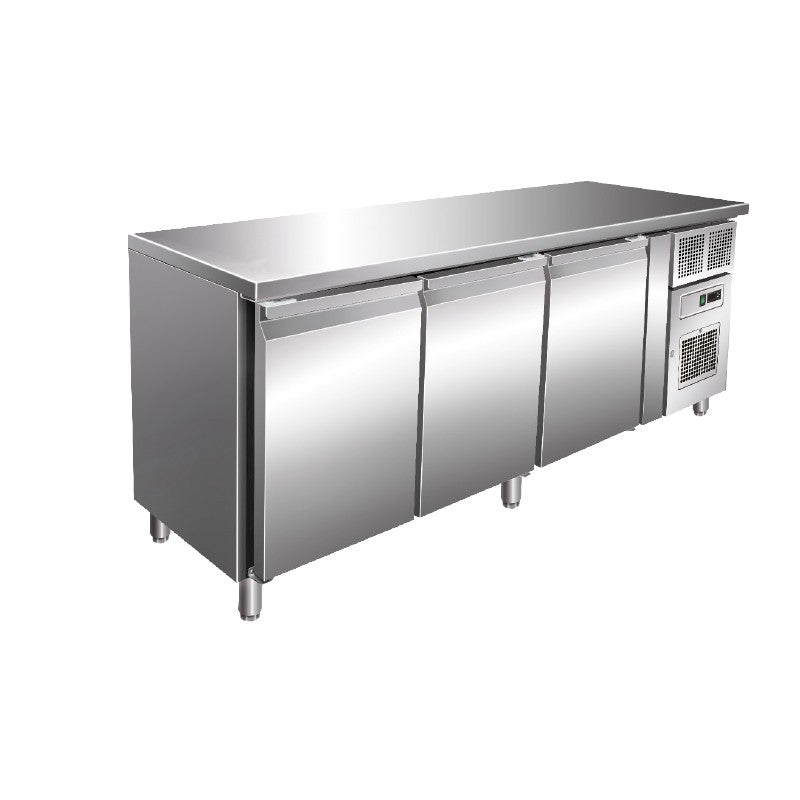 Table réfrigérée positive 464 L - Sans dosseret - 3 portes - Avec groupe logé - Nosem