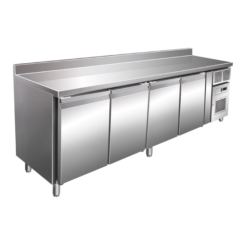 Table réfrigérée positive 616 L - Avec dosseret - 4 portes - Avec groupe logé - Nosem