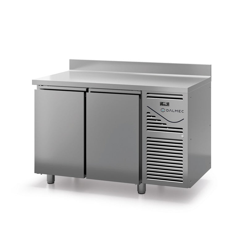 Table réfrigérée positive avec dosseret - Prof. 600 - 325 x 430 groupe logé - 2 portes - Dalmec