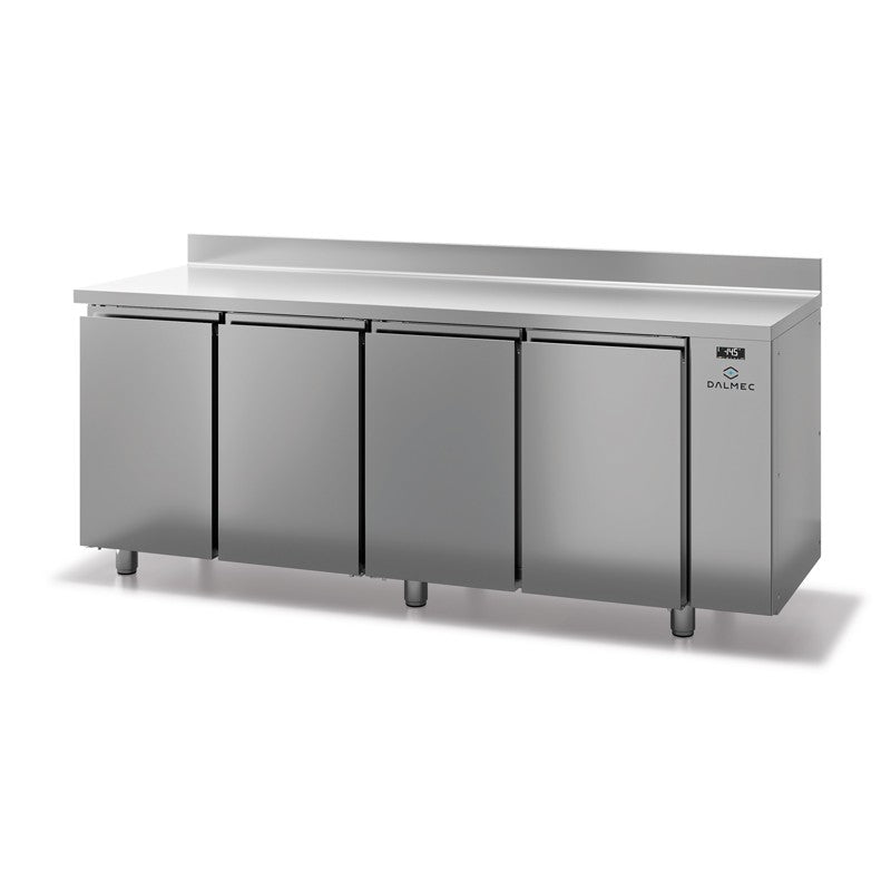 Table réfrigérée positive avec dosseret - Prof. 600 - 325 x 430 sans groupe - 4 portes - Dalmec