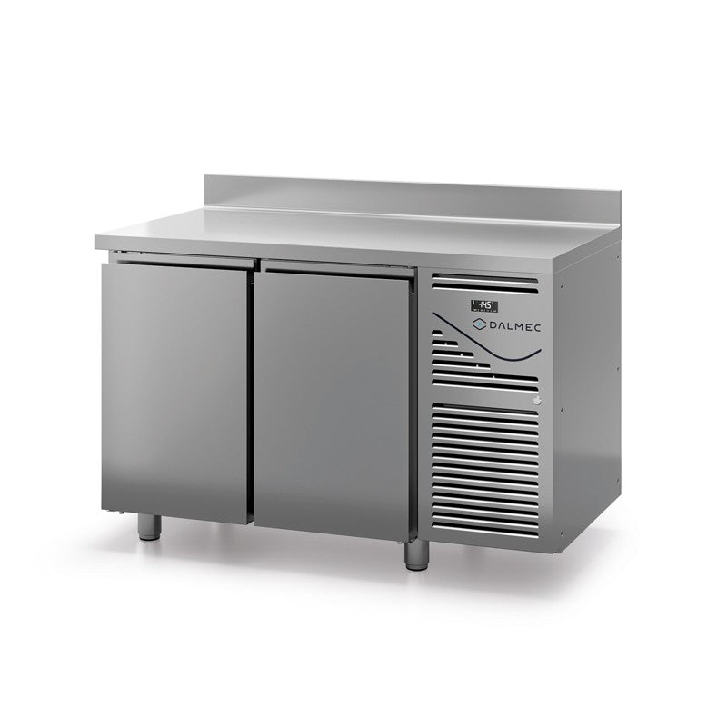 Table réfrigérée positive avec dosseret - Prof. 800 - 400 x 600 - Groupe logé - 2 portes - Dalmec