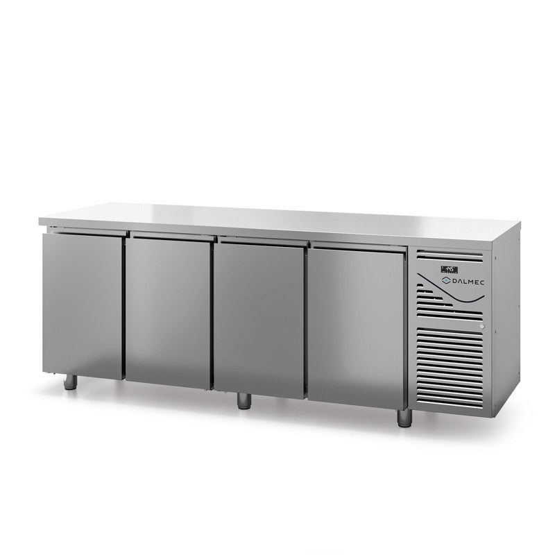 Table réfrigérée positive sans dosseret - Prof. 800 - 400 x 600 - Groupe logé - 4 portes - Dalmec