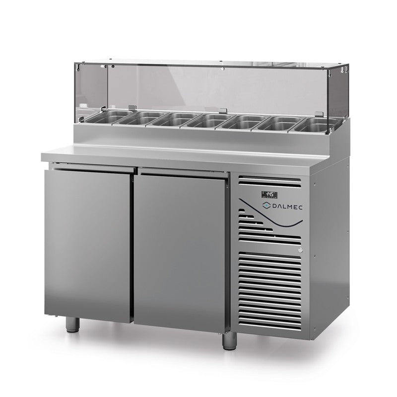 Table snack avec vitrine - Prof. 800 - 400 x 600 - Groupe logé - 2 portes - Dalmec