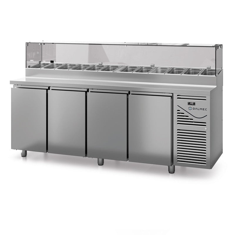 Table snack avec vitrine - Prof. 800 - 400 x 600 - Groupe logé - 4 portes - Dalmec