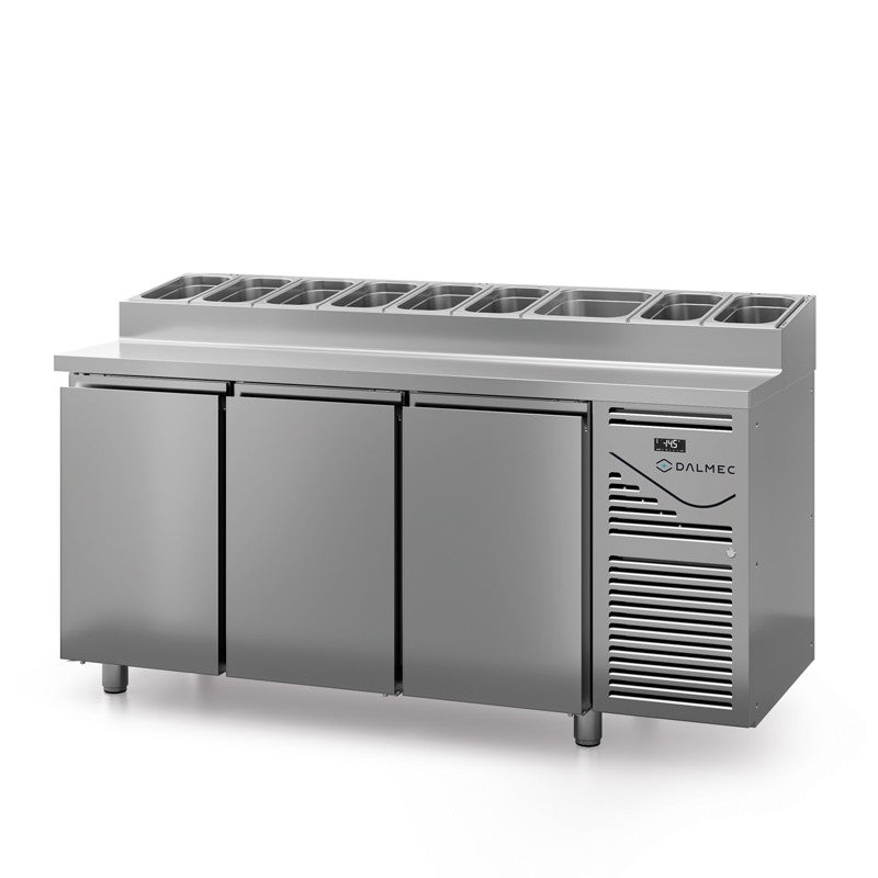 Table snack sans couvercle - Prof. 800 - 400 x 600 - Groupe logé - 3 portes - Dalmec