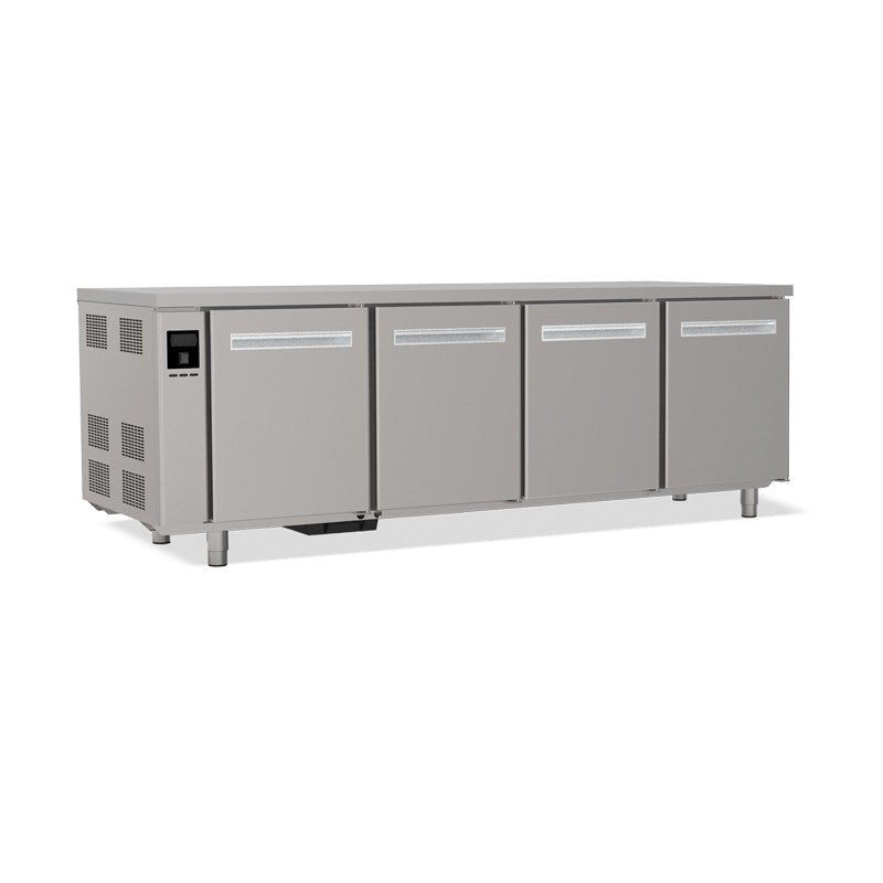 Tables réfrigérées pâtissières positives +2/+8 °C - Dessus inox - Sans groupe logé - Prof. 810 mm - 4 portes - Nosem