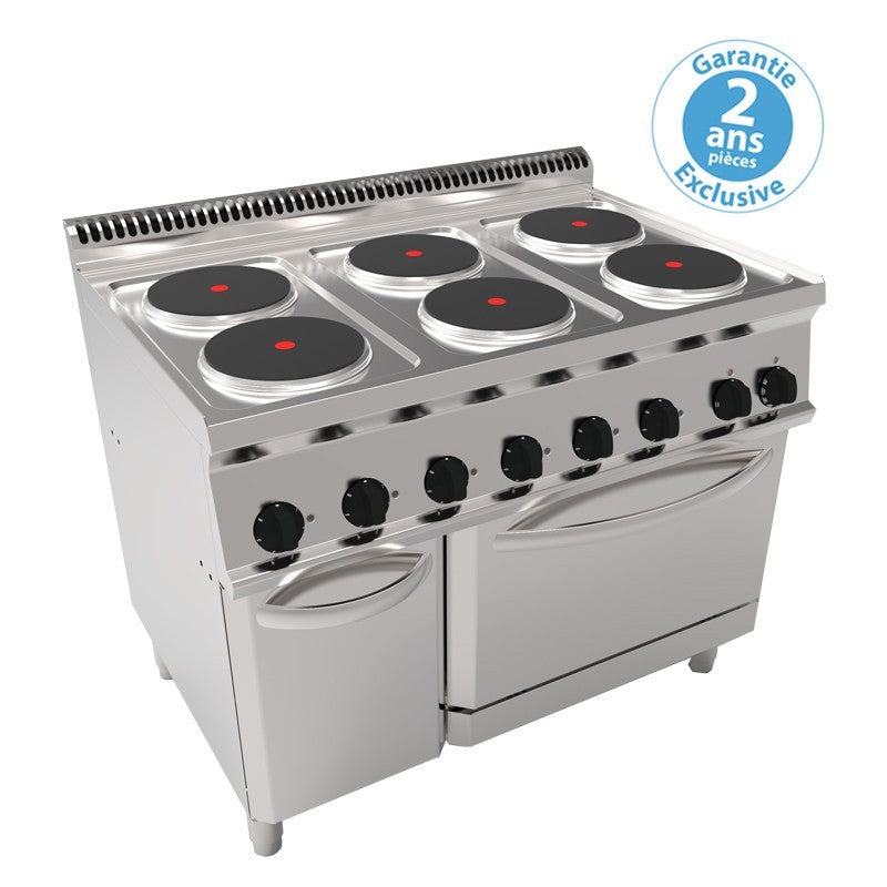Fourneau dessus électrique sur four électrique ventilé GN 1/1 + placard - 6 plaques rondes - Tecnoinox