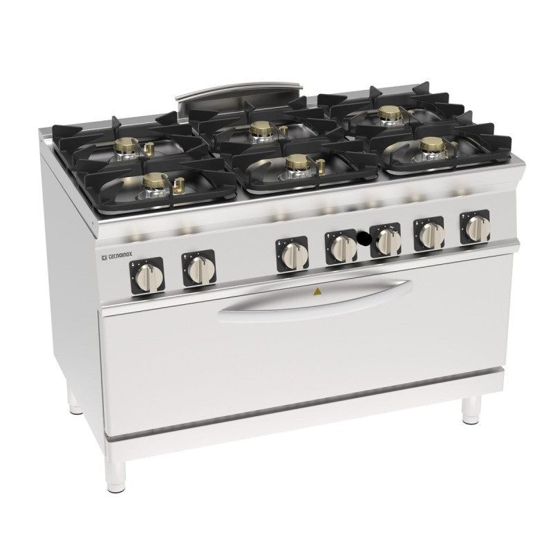 Fourneau dessus gaz sur four gaz statique extra-large - 6 feux - Gamme 700 - Modules 400 - Tecnoinox