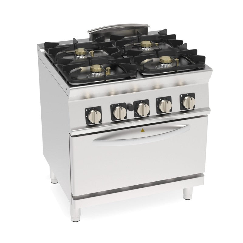 Fourneau dessus gaz sur four gaz statique GN2/1 - 4 feux - Gamme 700 - Modules 400 - Tecnoinox