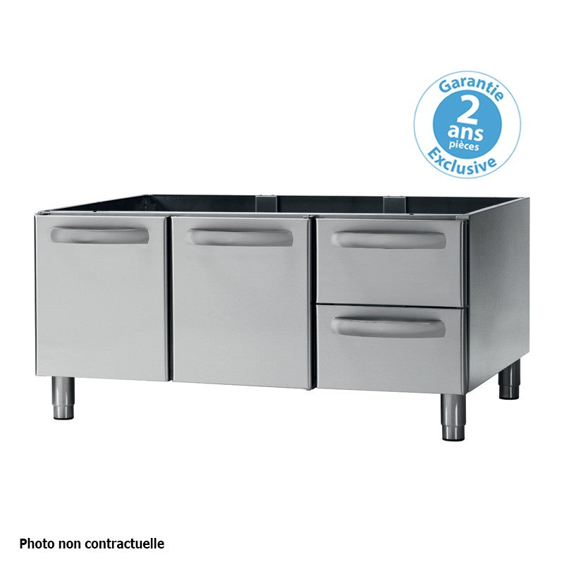 Soubassement neutre - Placard 2 portes + 2 tiroirs - Gamme 700 - Tecnoinox