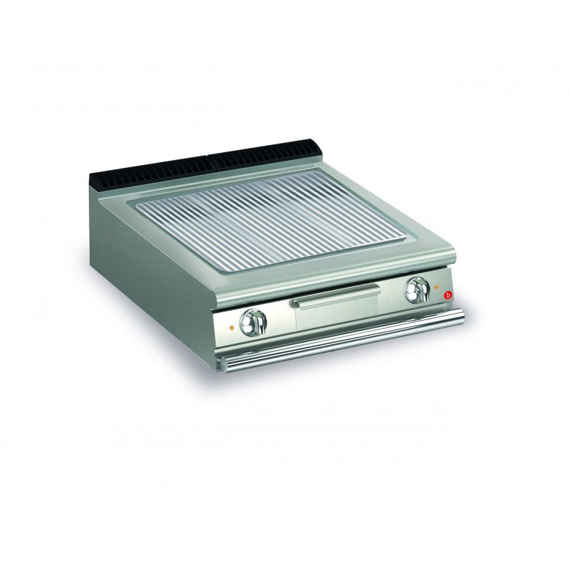Top plancha électrique - Plaque rainurée 37,3 dm² - Chrome dur - Larg. 800 mm - 705 x 490 - Gamme QUEEN 700 - Baron