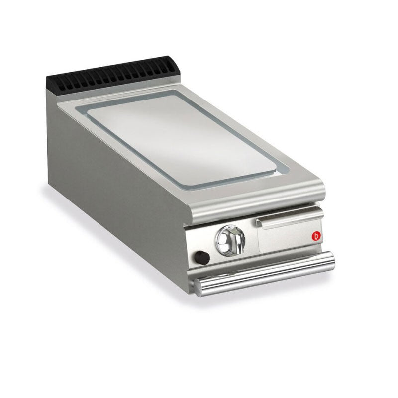 Top plancha gaz - Plaque lisse 17,3 dm² - AISI 430 - Larg. 400 mm - 305 x 490 - Gamme QUEEN 700 - Baron