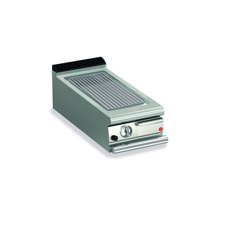 Top plancha gaz - Plaque rainurée 17,3 dm² - AISI 430 - Larg. 400 mm - 305 x 490 - Gamme QUEEN 700 - Baron